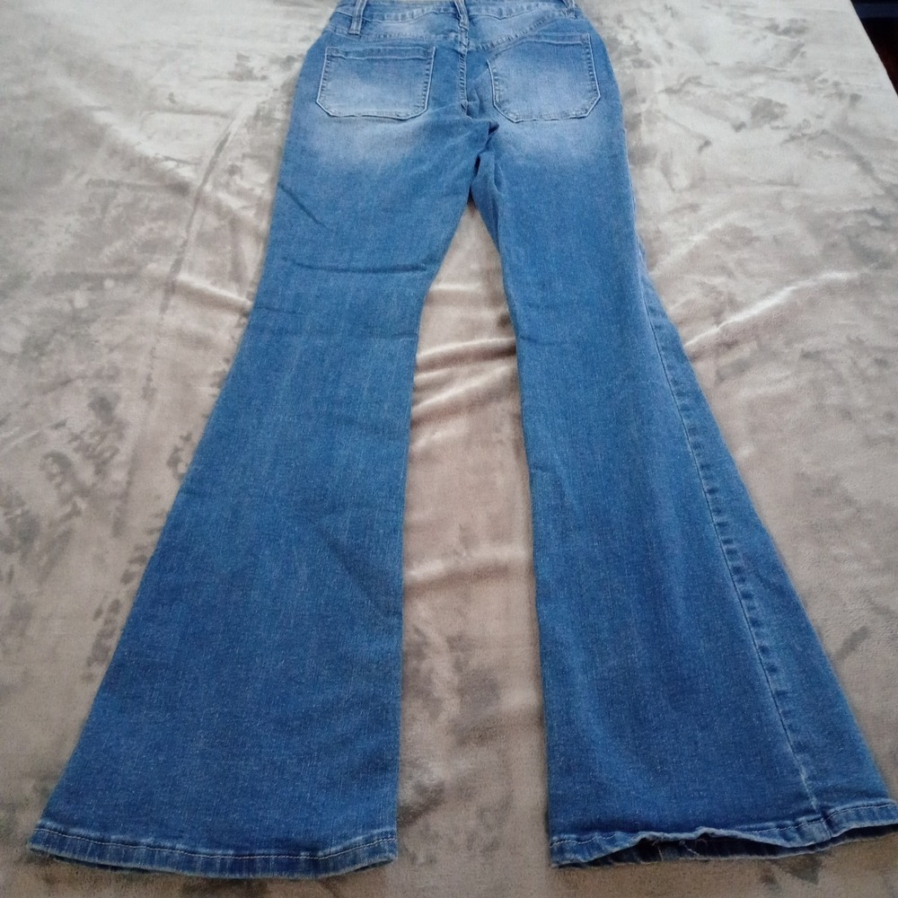 YMI High Rise Flare Denim Jeans Womens‎ Size 5 / 27 Blue Button Fly Festival - Picture 4 of 16
